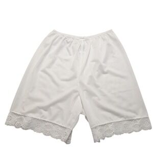 Vintage USA Metropolitan Petti-pants Womens Large White Lace Trim Culotte Slip